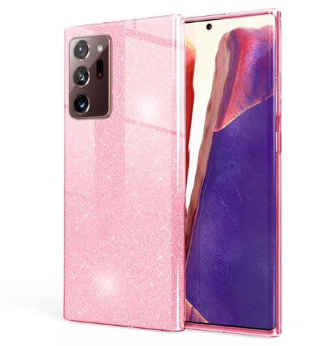 NALIA Glitzer Handyhülle kompatibel mit Samsung Galaxy Note 20 Ultra Hülle, Bling Silikon Cover Case Glänzend Glitter Bumper, Telefon Strass Diamant Backcover Handy-Tasche Schutzhülle, Farbe:Pink