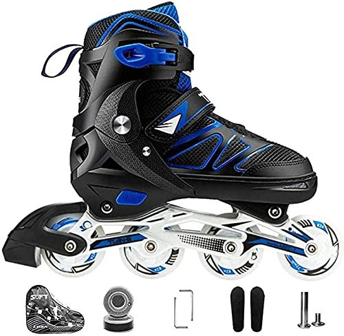 Kinder Herren Damen Inliner Inlineskates ABEC-7 Chrome Kugellager Einstellbare Unisex Fitness Skates für Erwachsene Anfänger mädchen Jungen XL(42-45) Blau