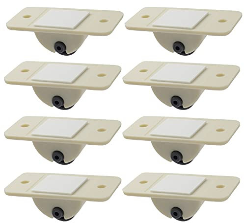 Casoter Mini Self-Adhesive Non Swivel Castor Set Strong ABS Plastic Wheel for DIY Furnitures 8 Pack