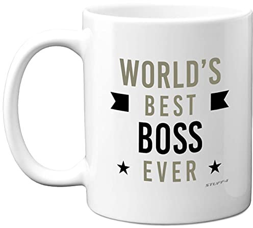 World's Best Boss Mug - New Job, Good Luck, Leaving Presents, Novelty Office Gifts, Funny Present for Boss, 11oz Ceramic Coffee Mug, Dishwasher Microwave Safe