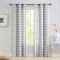 Jubilantex Grau-Weiße Büffelkaro-Vorhänge, Halbtransparent, Gingham-Karo-Muster, Strukturierte Vorhänge, Bauernhaus-Ösen, 2 Bahnen, 101,6 x 213,4 cm, Für Wohnzimmer, Schlafzimmer, Kinderzimmer