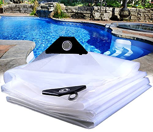 IELSH Winter Swimming Pool Insulation Film Cover, Pool Covers Rectangular for Above-ground Swimming Pools, Transparent Paddling Pool Covers, Tear Resistant, Durable