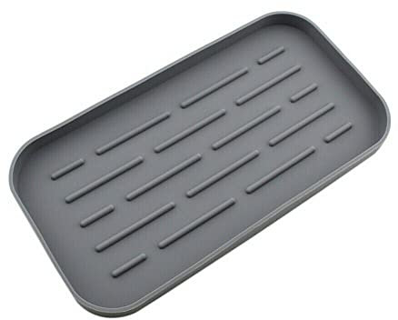 Walgreen Xample® Silicone Sponge Holder - Kitchen Sink Organizer Caddy Tray - Sink Storage Rack for Dish Sponge Soap Dispenser Scrubber - Grey