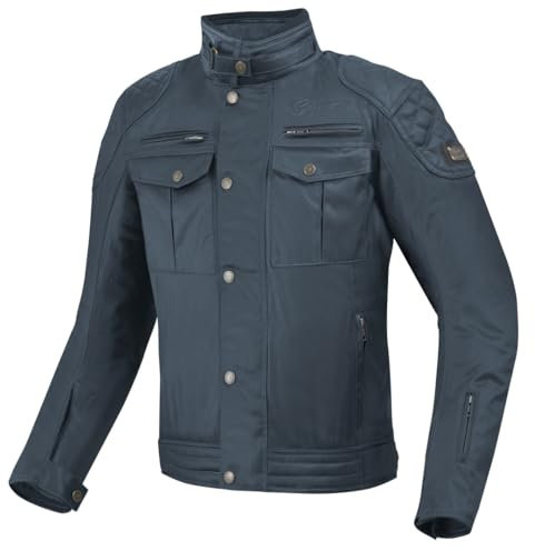 Bogotto Barton wasserdichte Motorrad Wachsjacke, marineblau, XL