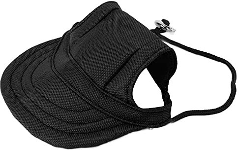 cersalt Sporthut für Haustiere, Sonnenschutz, Hunde-Baseballmütze, niedlich, langlebig, mit Ohrlöchern für kleine Hunde für den Außenbereich(Schwarz, S)