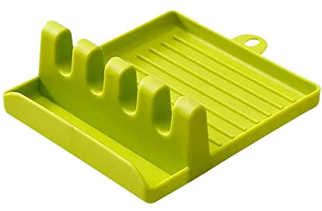 Cyhamse Utensil Rest with Drip Pad - Heat and Slip Resistant Utensil Spoon Rest - Utensil Rest for Stove Top, Heat-Resistant Spoon Holder for BBQ Tongs/Ladles/Cooking Accessories