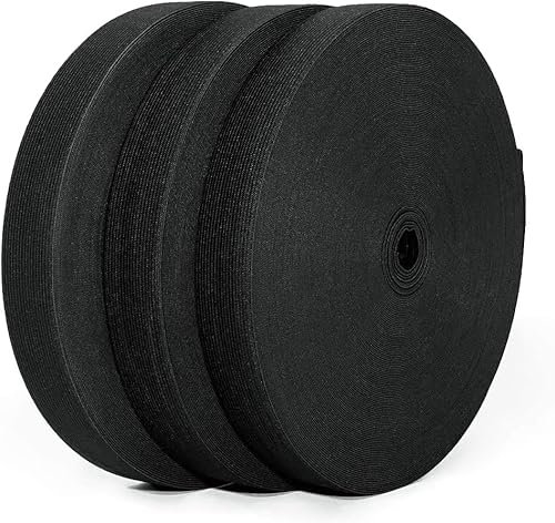 80 Metros de Goma Elástica de Costura, Disponible en Varios Anchos, Cinta Elástica para Coser, Cinta Elástica Ancha, Goma para Coser y Manualidades, Goma para Ropa, (Negro, 2x20mm)