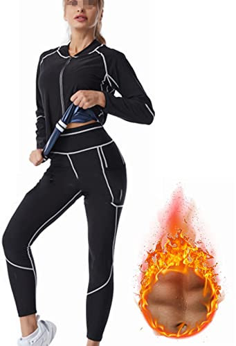 Weyot Tuta Sauna Dimagrante Donna, Tuta Sudorina, Tuta per Sudare (Sauna Giacca + Pantaloni) per Palestra Esercizio Cardio Jogging Running,M,Blue