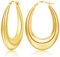 PABBEU Goldene Ohrringe Damen, Hypoallergene 14K Vergoldete Ohrringe, Oval Leichte klobige Goldene Creolen für Damen (30MM)