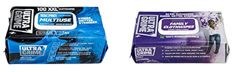 UltraGrime PRO Multiuse Cleaning Wet Wipes - Big Family Biodegradable XXL Pomelo Scented Large Wipes, 40 Thick Sheets