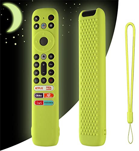Custodia in silicone per telecomando TCL RC902V FMR1 FAR2 FMR4, custodia protettiva per TCL 55R646 55S546 65R646 65S546 75R646 75S546 75S546 TV telecomando con cordino (verde luminoso)