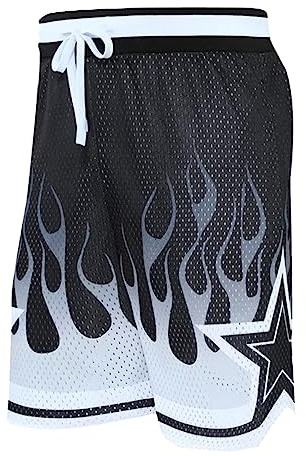 Oanviso Shorts Basketball Herren Kurze Hose Elastische Sports Shorts Sommer Shorts Loose Classic Basketball Trainingsshorts mit Taschen Casual Laufshorts Jogging Netzgewebe Atmungsaktiv D 03 S