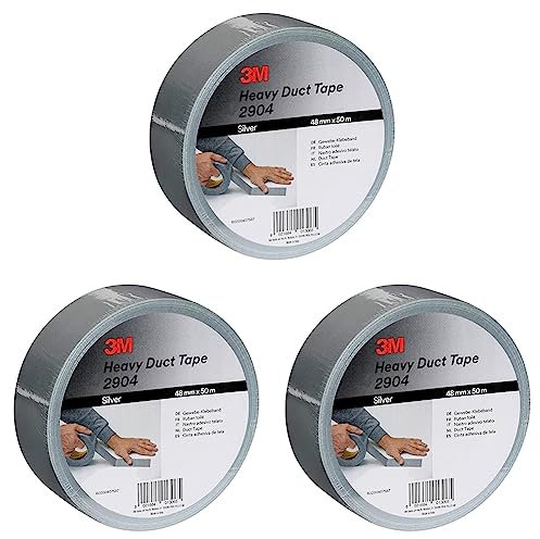 3M Formflexibles Universal-Gewebeklebeband 2904, 48mm x 50m, Silber - 1 Rolle (Packung mit 3)
