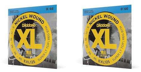 D'Addario Cordes de Guitares Électrique - EXL125 - Super Light Top/Reg Bottom, 09-46 - 1-Paquet (Lot de 2)