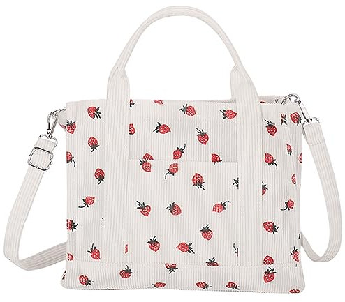 TIAASTAP Cord Tote Bag Aesthetic klein Handtasche für Damen Umhängetasche Cord Hobo Bag mit Reißverschluss School Bag Aesthetic Schultertasche Handtaschen mit Vielen Fächern für Büro Einkauf