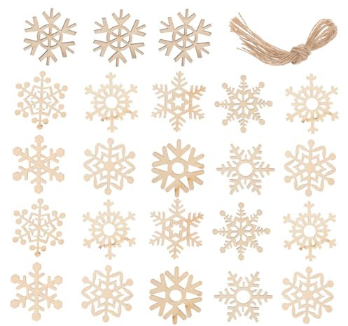 EXCEART Set Di Ornamenti in Legno Con Fiocchi Di Neve Palline Per Albero Di Natale Decorazioni Per Feste Con Fiocchi Di Neve Da 45 X 3 5 Pollici Per Natale