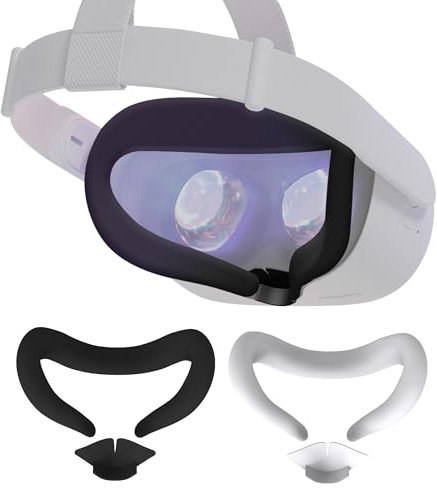 NEWZEROL VR-Gesichtsabdeckung aus Silikon, kompatibel für Quest 3, Schweißfest und rutschfest, Waschbar, Ersatz-Gesichts-VR-Zubehör für Quest 3 – Schwarz/Weiß