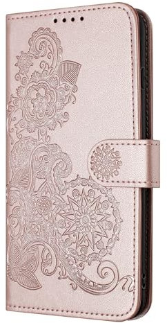 Floral Case Suitable for iPhone 6 7 8|SE 2020|SE 2022, Vintage Style PU Leather Protective Case, Wallet Card Slots Magnetic Buckle Stand Bumper Phone Cover,Rose Gold