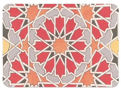 Platzsets, weiche Unterseite aus Kork, Deckchen, Karo, Stern, Jugendstil, Ornament, großes Format, 39,5 x 28,5 cm, 4 Stück