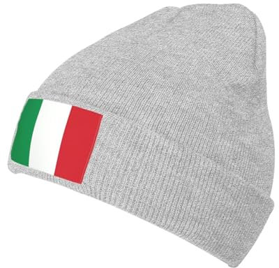FInpan Italien Flagge Winter Wollmütze Herren Damen Strickmütze gefüttert mit weicher hautfreundlicher warmer Mütze schwarz, grau, One size