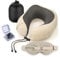 Reiseset 3-tlg: Ohrstöpsel + Schlafmaske + Nackenkissen, kuschelig weich & kompakt, verstellbares Nackenhörnchen Memory Foam, Augenmaske 100% dunkel leichtes Set für Flugzeug, für Kinder & Erwachsene