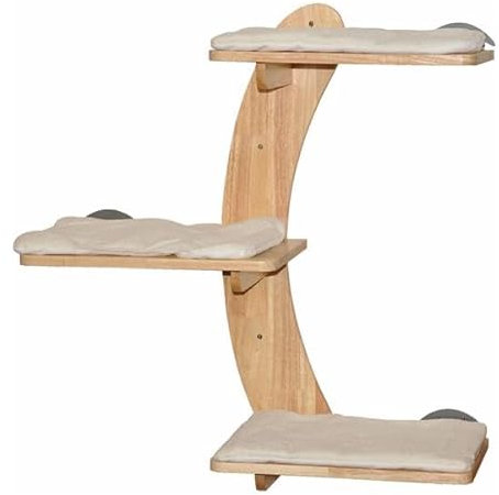 nanook Katzen Kletterwand Kratzbaum Wandkratzbaum - 3-stufig - mit Katzenliegen Katzenkissen - 70 x 70 cm - zur Wandmontage