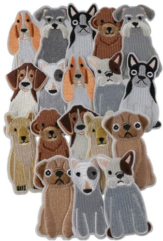 YYlingx 18 Pcs Cute Dog Embroidery Patches, Animal Iron on Patches for Kids Clothing Jackets Bags Shoes Jeans