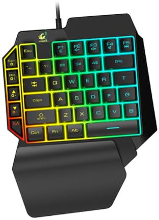 Gadpiparty Left Hand Gaming Mechanical Keyboard Rgb Backlit Single-hand Control Keypad for Laptop and Pc Ergonomic Design Mixed Backlit Keys Black