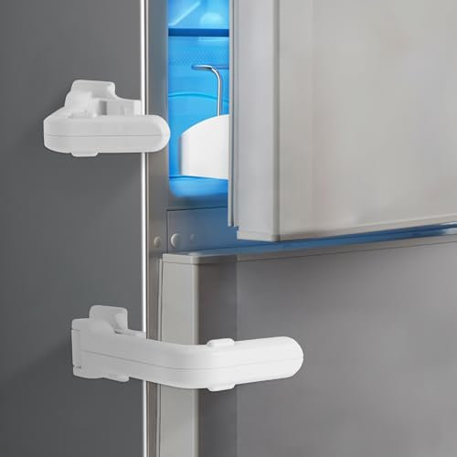 GCRQ Cerraduras de Refrigerador para Seguridad Infantil, Cerraduras de Seguridad para Bebé, Utiliza Adhesivo 3M VHB, sin Herramientas ni Brocas(2 Piezas, Blanco)