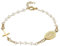 Flongo Katholisches Rosenkranz Armband für Damen : Religiöses Armkette mit Kreuz Anhänger Weiß Gold Perlen Jungfrau Maria Kette Edelstahl Gebet Glaube Schutz Armreif Virgin Mary