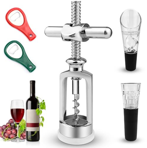 GZhaizhuan Korkenzieher Wein, Zinklegierung Flaschenöffner, Weinflaschenöffner mit Spiralschraube, mit 1 Spiralweinausgießer, 1 Weinstopfen, 2 Flaschenöffner
