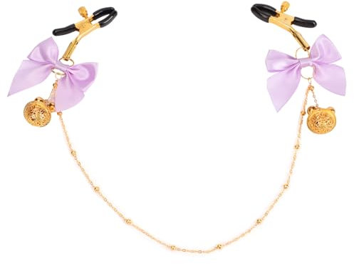 Plusieurs Pinces à Tétons Avec Clochette Et Chaîne, Pinces à Tétons à Pression Réglables Pour Femmes Et Hommes Avec Sac De Rangement, Pinces à Tétons Non Perçantes, Cadeaux Coquins Pour Elle (Violet)