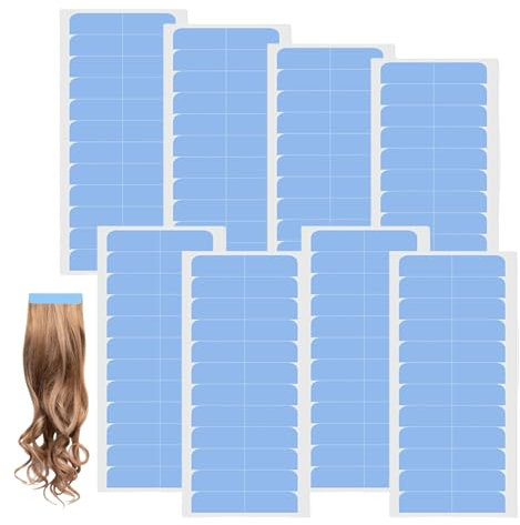 dinghaole 96 Pièces de ruban d'extension de cheveux, Bande de Colle pour Perruque, Bande Adhesive Extension, Ruban de Cheveux Double Face, Ruban de Remplacement d'extension, Ruban de Perruque