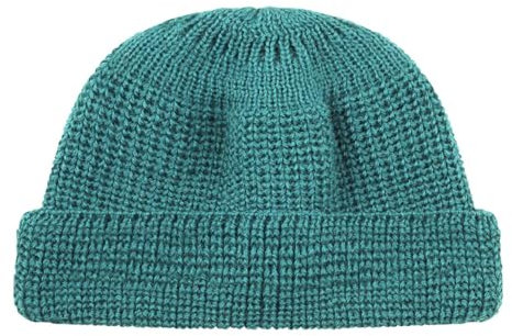 HANSEHELD Strickmütze Seebär GOTS Dockermütze Seemannsmütze kurz und flach - Türkis Petrol Meliert | Seemannsmütze | GOTSs Zertifiziert | Organic | kbT | Bio | Nachhaltig | Made in Germany