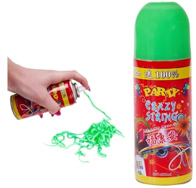 Przydasie Serpentinen-Konfetti-Spray 250 ml Grün – Farbspray für Party, Karneval, Fasching, Geburtstag, Hochzeit, Festival – Dekoration für Kindergeburtstag, Magie-Shows, Abschlussball