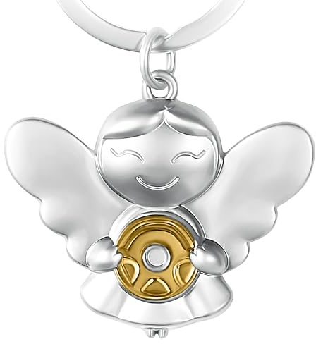 GERNEO® – DAS ORIGINAL – Emma – Premium Schutzengel Schlüsselanhänger – Dein Glücksbringer für Auto, Motorrad & LKW in Gold