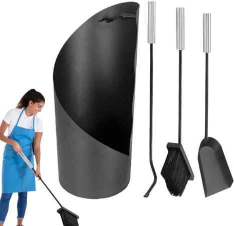 Ensemble d'outils de cheminée d'extérieur portables et modernes en fer avec 4 outils, accessoires de cheminée de cuisine classiques avec 50 x 20 cm, pour homme et femme
