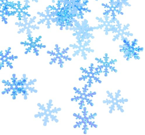 300 Stück Schneeflocken Konfetti, Blau, Schneeflocken Streudeko Weihnachten, Winterdeko Confetti, Hochzeit Streudeko, Frozen Geburtstagsdeko