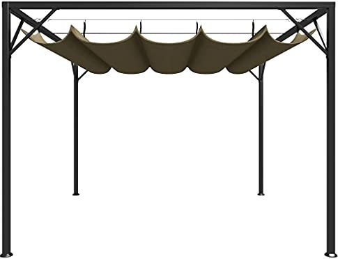 Pavillons Terrassenüberdachung Weidezelt Vorzelt - Gartenpavillon mit Ausziehbarem Dach 3x3 m Taupe 180 g/m² für Garten Party Events Festival