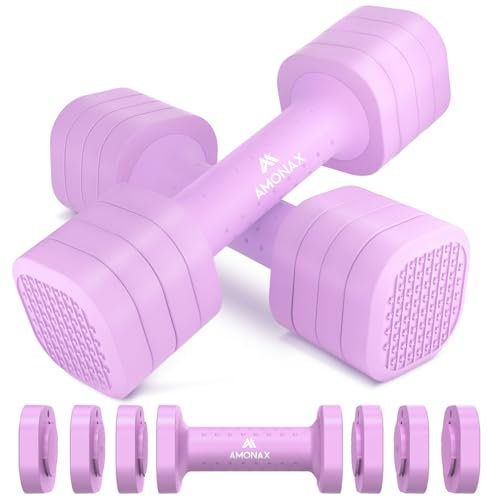 Amonax Hanteln Frauen Set, 4-in-1 Verstellbare Hanteln, 1kg/1.5kg/2kg/2.5kg Dumbbell Set für Frauen und Männer, Gewichte Hantel für Krafttraining Zuhause, Home Workout Equipment