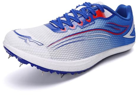 JiuQing Leichtathletik Schuhe Herren Damen 7 Spikes Laufschuhe Rennsport-Sneaker Leicht Bequem Springspikes Für Kinder,Blue b,44 EU