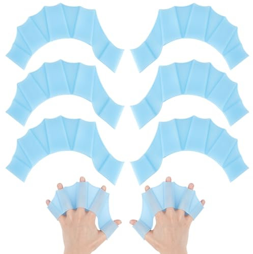 NBEADS 3 Paare Silikon Schwimmhandschuhe, Webbed Schwimmen Handschuhe Finger-Frosch-Typ Aqua Fitness Handschuhe für Schwimmen und Wassersport, helles Himmelblau
