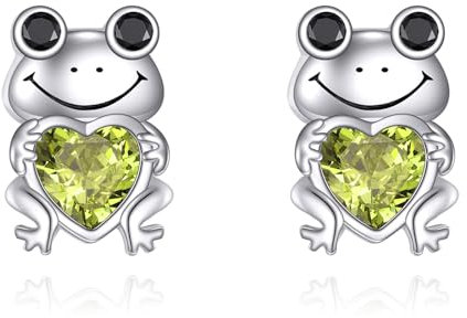 Frosch Ohrringe für Damen Sterling Silber Frosch Ohrstecker Geburtsstein für Juli Frosch Schmuck Geschenke für Damen