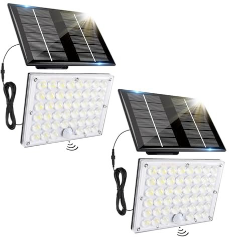 AVANLO 2 Stück Solarlampen für Außen mit Bewegungsmelder, 184LED 3 Modi Solar Außenlampe, IP65 Wasserdicht Solarleuchten mit 5M Kabel für Garage, Garten, Hof, Haustüren