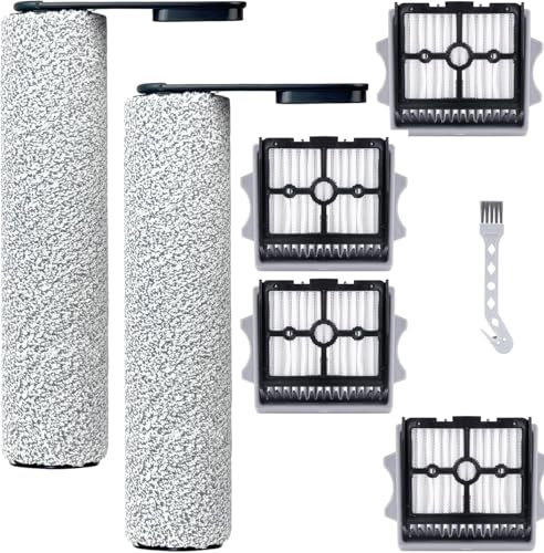 YYDSLEE Kit d'accessoires pour Tineco Floor One S7 Stretch Ultra/Stretch S6/S6 stretch lite/Switch S6 /S9 Artist détachées aspirateur eau et poussière : 7 Pièces (2 Brosses + 4 Filtres + 1 Nettoyeur)