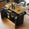 Carro de Cocina Cayipng, Isla de Cocina de Madera con encimera abatible, toallero y especiero, Carro de Comedor con 3 cajones y almacenaje, Negro