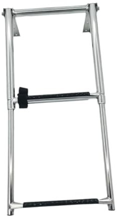 Sharplace Folding Boat Ladder under Platform Slide Mount Boat Boarding 2 Step Removable Non Slip Extendable Dock Ladder for Dinghy