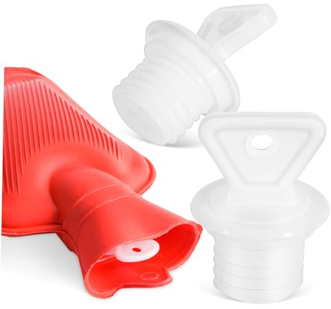 Verschluss für Wärmflasche 2stücke Gummi 0,8 Zoll Schraubdeckel | Weiß, 4,5x3,5x3,5cm, Auslaufsicherer Ersatz für Wärmflaschen und Warmhaltebeutel