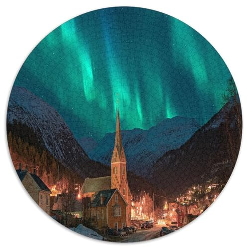 Nordlichter,Ruhiges Alpendorf,1000pcs (67.5x67.5cm),DIY-Puzzle Für Erwachsene