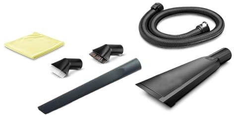 Vibsky Karcher - Set di pulizia per interni auto per aspirapolvere Karcher, kit da 6 pezzi con tubo da 1,5 m, bocchetta a lancia, spazzole e panno in microfibra